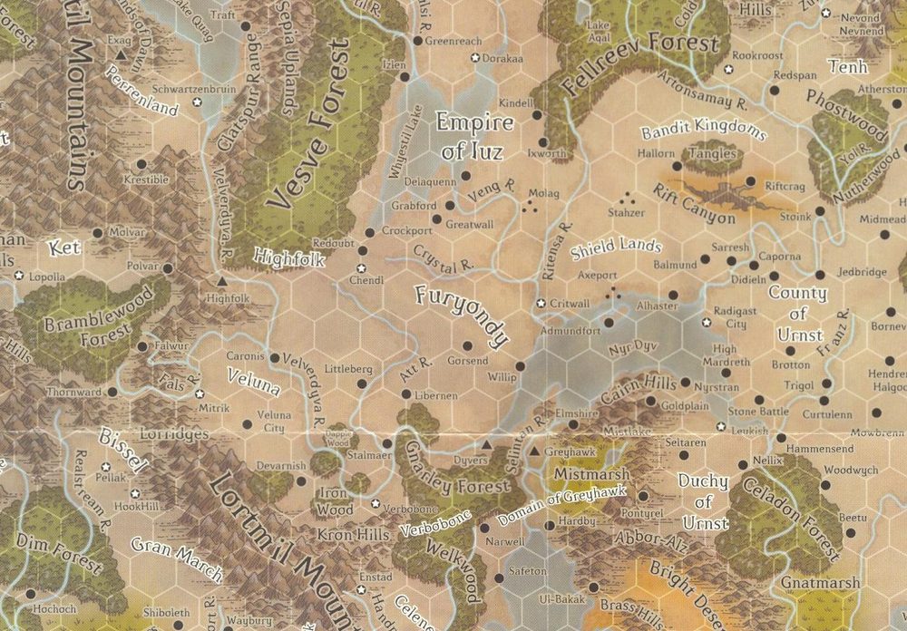 Regional map detail of the Shield Lands and its neighbors